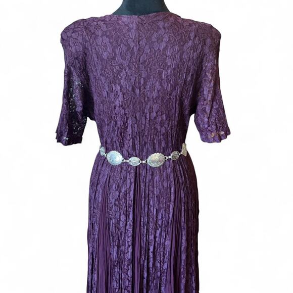 Nostalgia Purple Crinkle Lace Maxi Dress M Women’s M/L - Picture 3 of 8